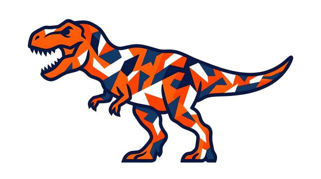 Colorful geometric dinosaur illustration with a modern abstract design