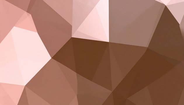 Modern geometric abstract background with faceted polygonal shapes in a warm palette of brown bronze and blush pink hues creating a low poly digital art effect.