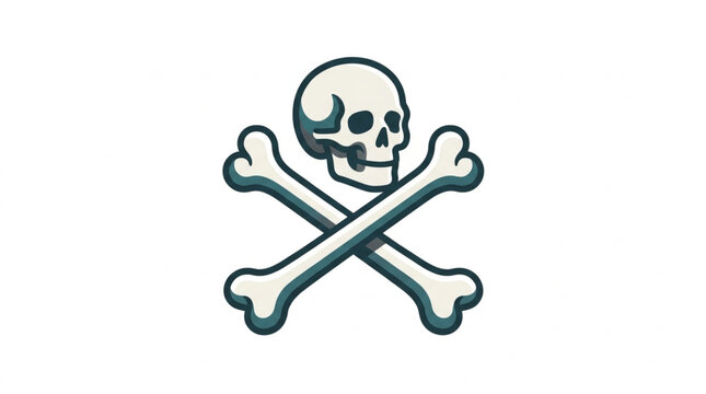 Skull and Crossbones Symbol Danger Warning Icon.
