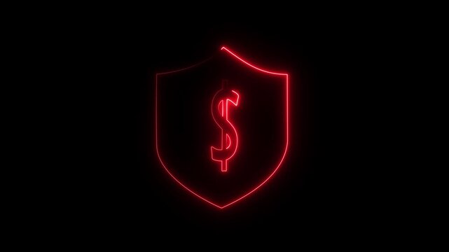 Abstract shield with dollar sign digital security and financial protection Shield dollar icon animation, Animated shield with dollar sign, check mark and coins showing secure financial concept.4k .