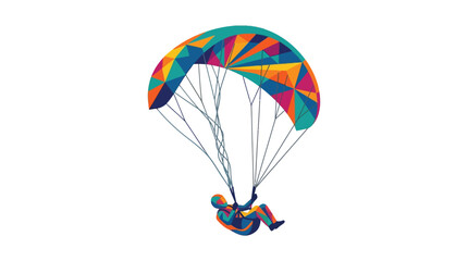 Colorful Paraglider Soaring Through the Sky with Geometric Pattern. © Denada