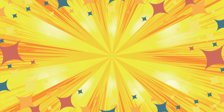 Bright Yellow Radial Speed Lines with Sparkling Star Elements