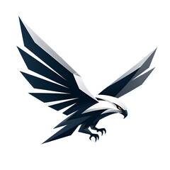Obraz premium Modern Geometric Falcon Bird Logo with Dynamic Wings for Sports and Technology Branding