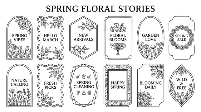 Spring Floral Frames with Inspirational Quotes