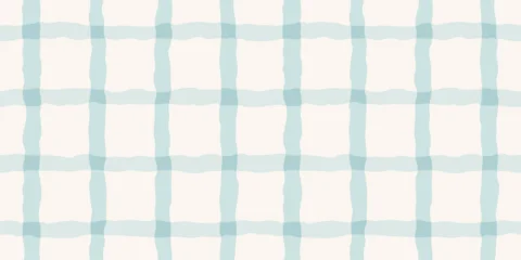 Wavy Gingham Seamless Pattern. Vector Watercolor Baby Cross Stripe. Soft Mint Pastel Check Background. Cute Grid Texture for Textile, Wallpaper, Packaging and Graphic Design © Sini4ka