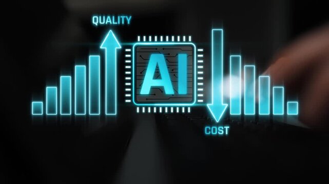 Digital illustration showcasing the balance between quality and cost in artificial intelligence with a futuristic representation of data analysis metrics Sigmoid