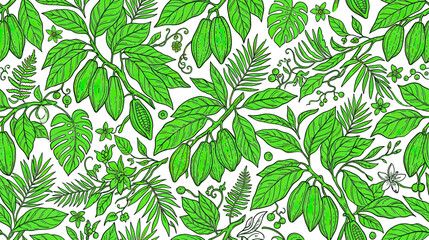 Fototapeta premium Vibrant Green Tropical Leaves Pattern