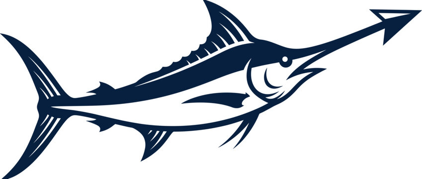 Stylized Marlin Spear Fishing Graphic