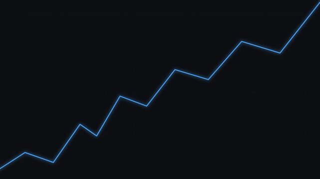 Animated financial growth chart graph showing continuous upward trend on dark background.