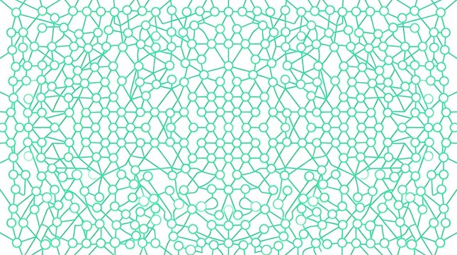Abstract geometric network pattern with interconnected circles and lines forming a seamless design.