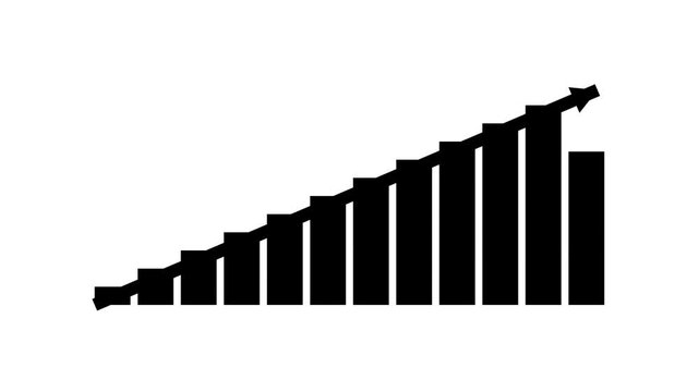 A sequence of frames showcasing a growing bar chart and upward-pointing arrow.