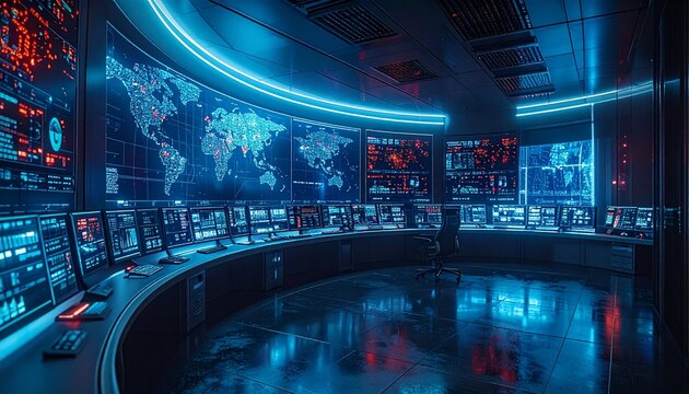AI Cyber Attack Monitoring in Futuristic Security Operations Center