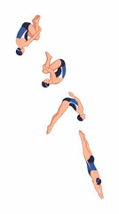 Obraz premium Sequence illustration of a diver performing a somersault and entering the water.