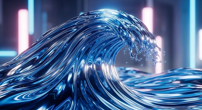 Futuristic Wave with Neon Lights and Motion.