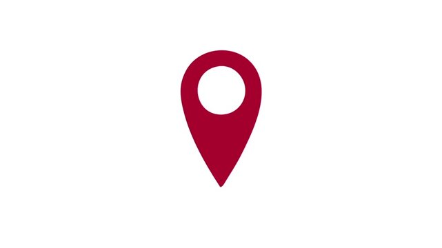 Minimalist red location pin icon on white background.