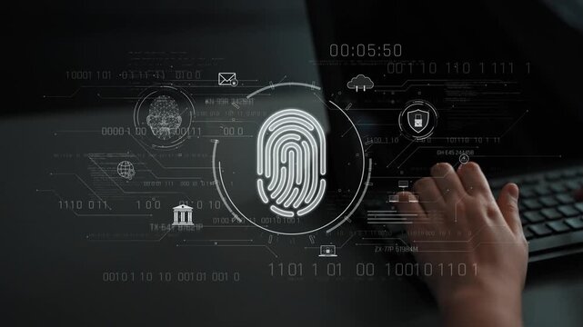 Biometric fingerprint identification and cybersecurity system ensuring secure access, identity verification, cloud data protection, and digital safety Marrow