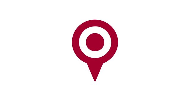 Red location pin icon on a white background.