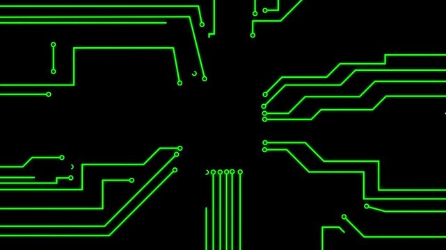 A futuristic seamless circuit board pattern featuring intricate electronic pathways, a central microchip concept, and a modern technology-inspired design.