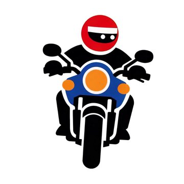 Hombre conduciendo una motocicleta en estilo pictograma minimalista
