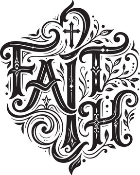 Ornate faith cross with floral design and ihs monogram symbol