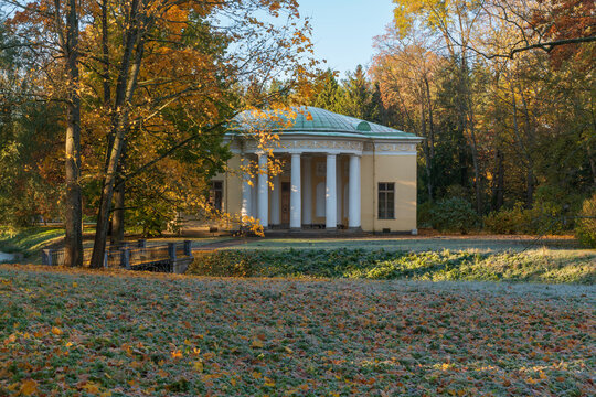 Concert Hall pavilion in the Catherine Park of Tsarskoye Selo on a sunny autumn day, Pushkin, St. Petersburg, Russia