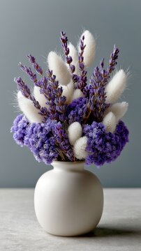 Delicate Bouquet of Dried Lavender and Lagurus