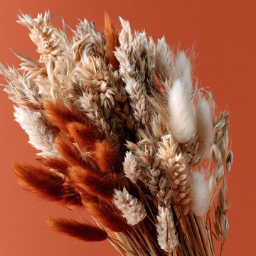 Minimalist Bouquet on Warm Terracotta Background