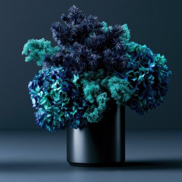 Dark Flower Bouquet in Gray Vase