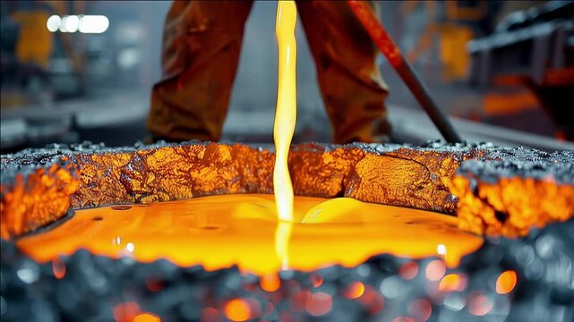 Pouring Molten Metal into Casting Mold