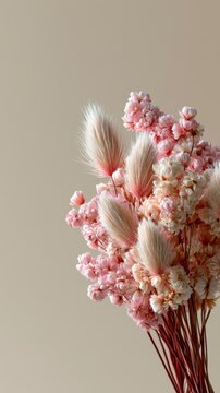 Simple Dried Flower Bouquet on Beige
