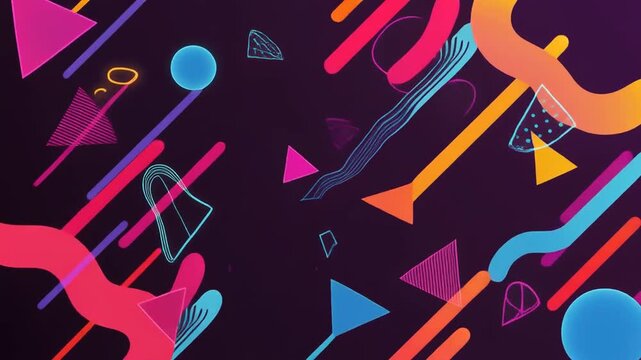 Abstract Geometric Memphis Style Motion Background Animation