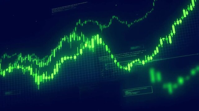 Green Neon Stock Market Growth Background Animation