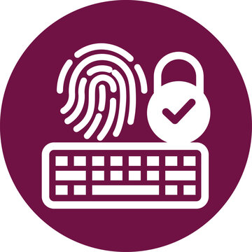 Biometric fingerprint identity scanner combined with digital padlock protection and keyboard entry interface symbol representing advanced user verification safety measures for secure online