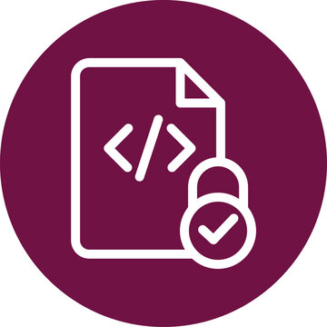 Computer Software Coding File Security Icon Featuring A Locked Document Symbol Representing Encrypted Programming Languages And Protected Source Code Protection For Professional Technical