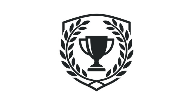 Shield trophy cup with laurel wreath crest