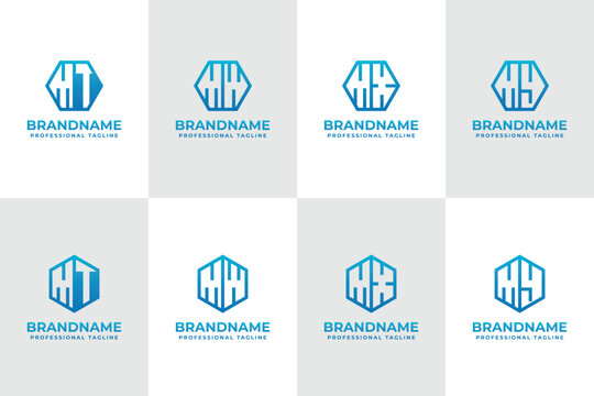 Letters MT MW MX MY Hexagon Logo Set, suitable for business with TM WM XM YM initials
