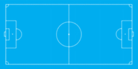 Soccer Field Blueprint Aerial Diagram of Football Pitch Layout Minimalist Blue Schematic © anwar