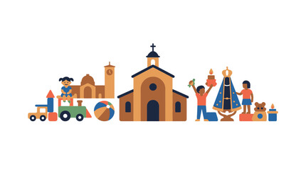 Fototapeta premium Our Lady of Aparecida Festival Illustration