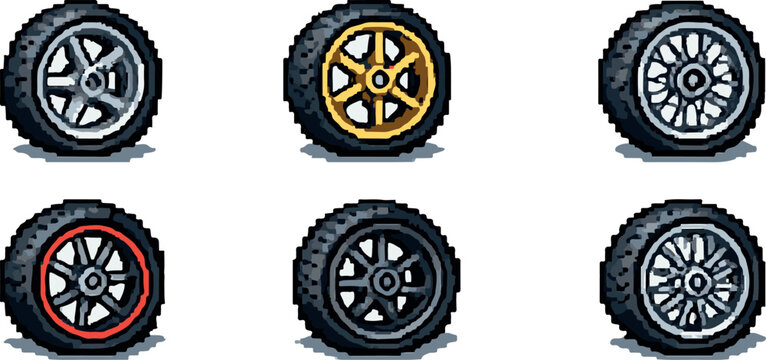 motorscyle velg with pixel art, eps 10 illustration.