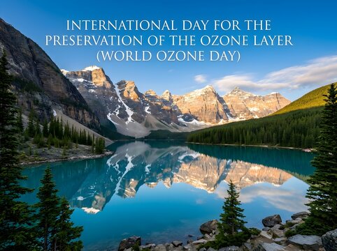 International day for the preservation of the ozone layer with mountain lake scenery