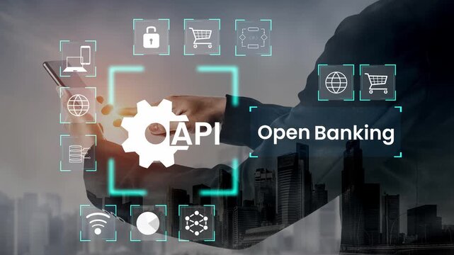 Modern Technology Concepts for Open Banking with API Connection in a Urban Background Displaying Digital Innovation and Financial Services Gluon.