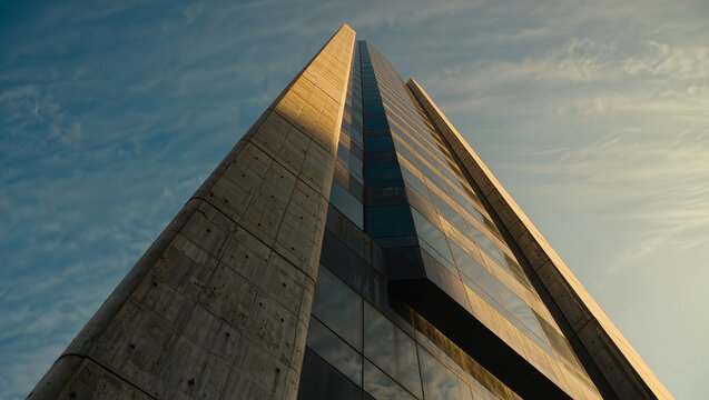 Modern Skyscraper Architecture Low Angle View - Urban Business District