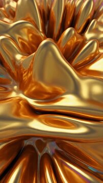 Dynamic Golden Fluid Abstract Background Generative AI