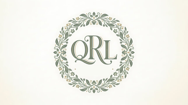 QRL ZMK SIMPLE decorative monogram alphabet letter  floral aestethic logo combination icon design, made by Ai