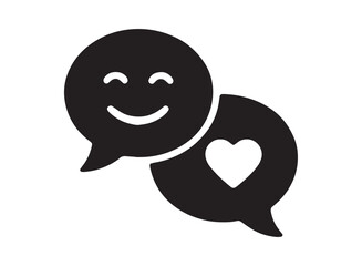 Smiling speech bubble with heart icon sisters day greeting black silhouette on white background