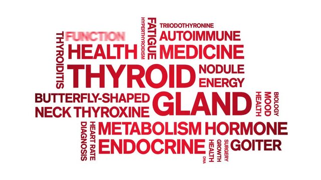 Thyroid Gland animated word cloud-animation tag kinetic typography seamless loop.