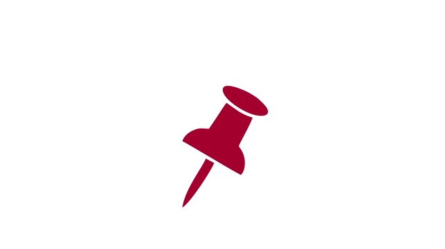 Red pushpin icon isolated on white background.