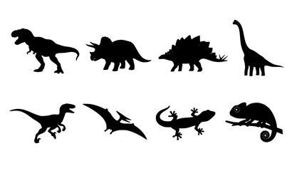 Dinosaur and Lizard Silhouette Vector Collection © MstAsia