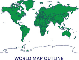Fototapeta premium World map vector illustration. Detailed global geography outline for business design. 