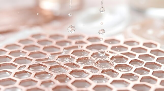Water Drops on Honeycomb Pattern Abstract Background